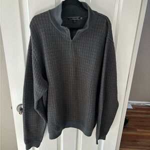 Peruvian Connection Men’s 100% Wool 1/4 Zip Pullover Gray Size XXL 2XL
